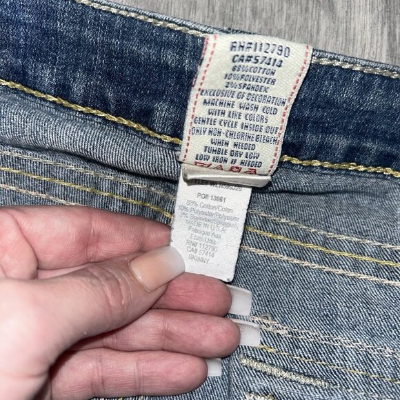 True Religion Julie 90s/Y2K Vintage USA Mid Rise Light Blue Skinny Jeans Size 32 - Picture 8 of 10